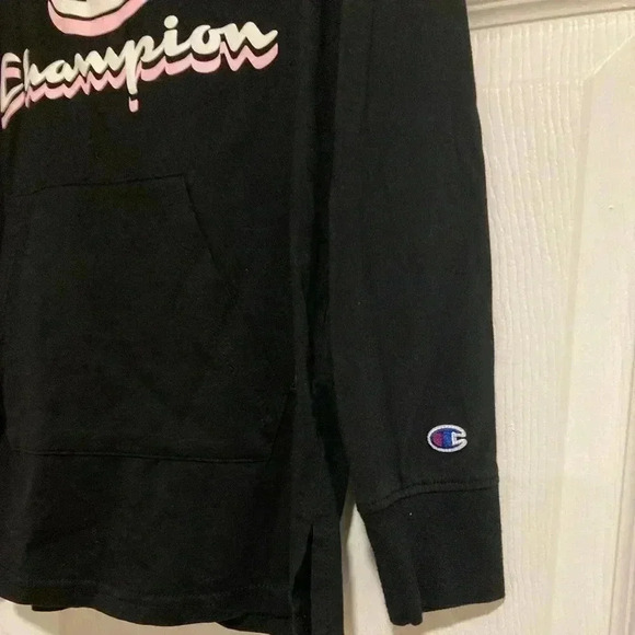 Champion Hooded Pullover Lightweight Black Sweatshirt Size Medium - Picture 4 of 4